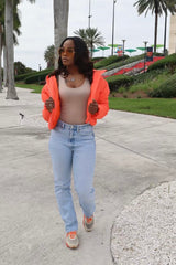 Cropped Puffer Jacket (Orange)