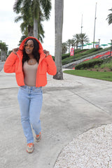 Cropped Puffer Jacket (Orange)