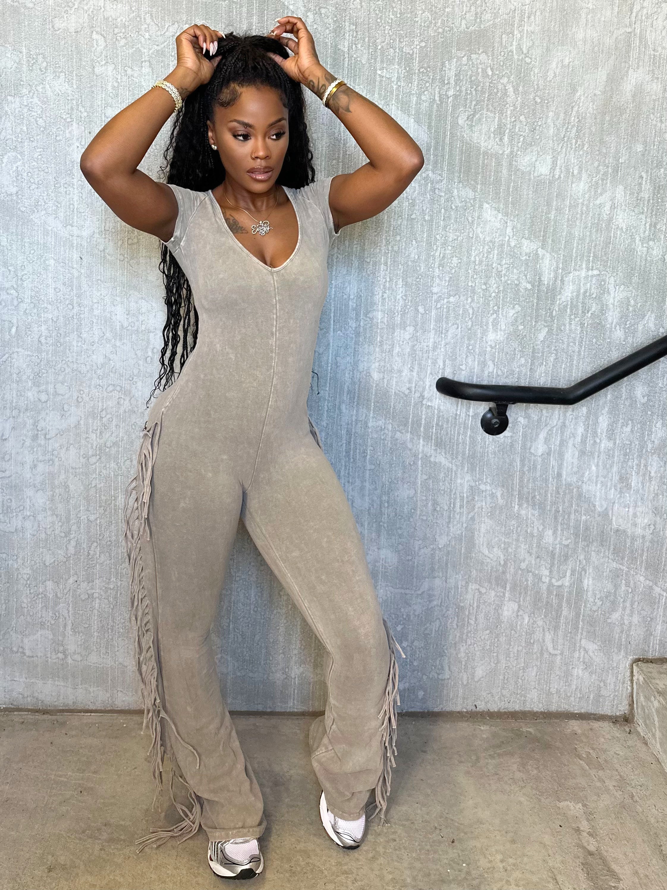 Fringed Jumpsuit (Gray)