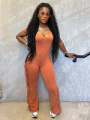 Fringed Jumpsuit (Rust)